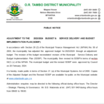 Adjustments to the 2023/2024 Budget & Service Delivery and Budget Implementation Plan(SDBIP)